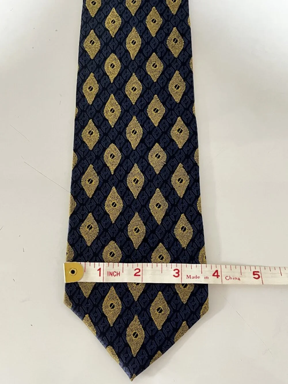 FULL MARK Made in Japan GEOMETRIC Blue & Yellow SILK Men's Tie/Preowned